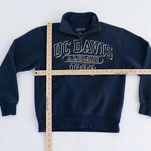 Vintage JanSport Navy UC Davis Quarter Zip Pullover Sweater S